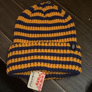 Free people Striped Knit Beanie - Orange and Blue